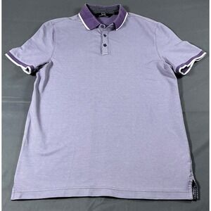 Michael Strahan Mens Purple Short Sleeve Polo Shirt Size S Cotton Blend Stretch